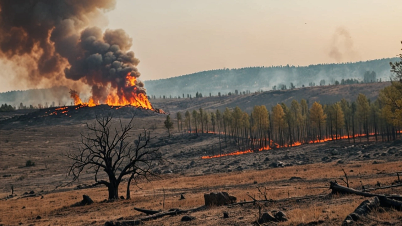Лесной пожар в Абу-Дюрсо достиг 20 гектаров и угрожает окружающим территориям